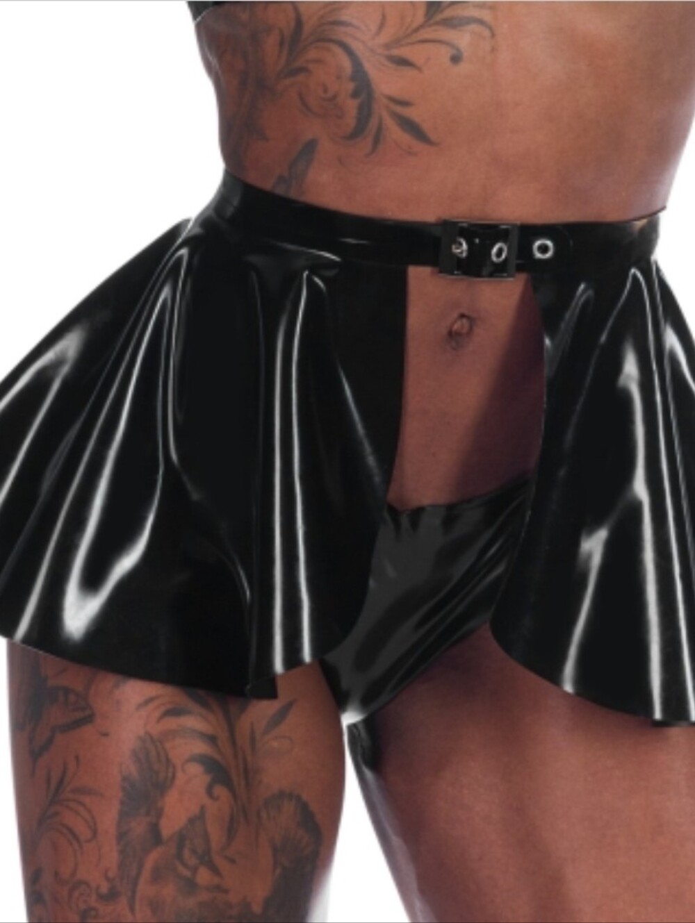 Boulevard Peplum Skirt Libidex Black Latex Belt Skirt